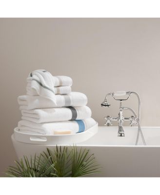 Aegean Eco-Friendly Recycled Turkish Bath Towels (2 Pack), 30x60, 600 GSM, White with Weft Woven Stripe Dobby, 50% Recycled, 50% Long-Staple Ring Spun Cotton Blend, Low-Twist, Plush, Ultra Soft