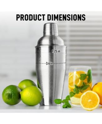 Cocktail Shaker with Built-in Strainer For Bartending & Homebars (24oz) - Silver