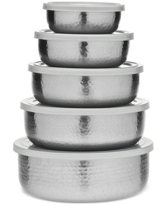 Godinger - Hammered Silver-Tone Bowls and Lids, Set of 5