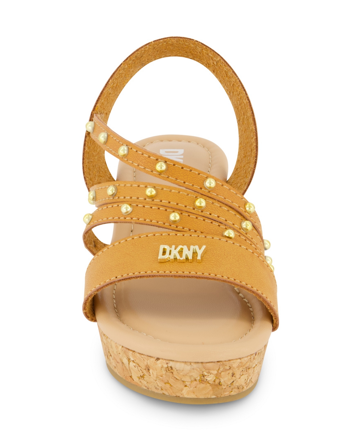 Shop Dkny Little And Big Girls Amber Studs Wedge Sandal In Cognac