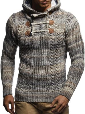 Men s Knitted Pullover | Long-sleeved slim fit hoodie | Basic winter hoodie-sweater for Men