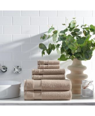 Host and Home Hand Towels (6 Pack), Solid Color Options, 16x28 in, Double Stitched Edges, 600 GSM, Soft Ringspun Cotton, Stylish Striped Dobby Border