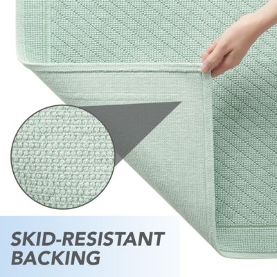 Host & Home Cotton Bath Rug, Stylish Textured Woven Design, Slip Resistant Backing, 5 Color Options, 2-Piece Set - 17x24 & 20x32