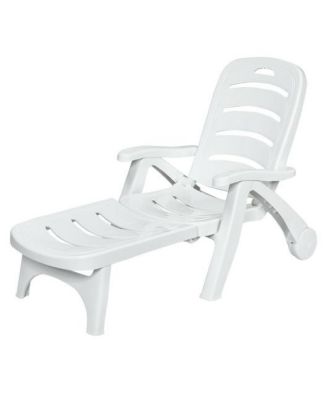5-Position Adjustable Folding Chaise Rolling  Lounge Chair