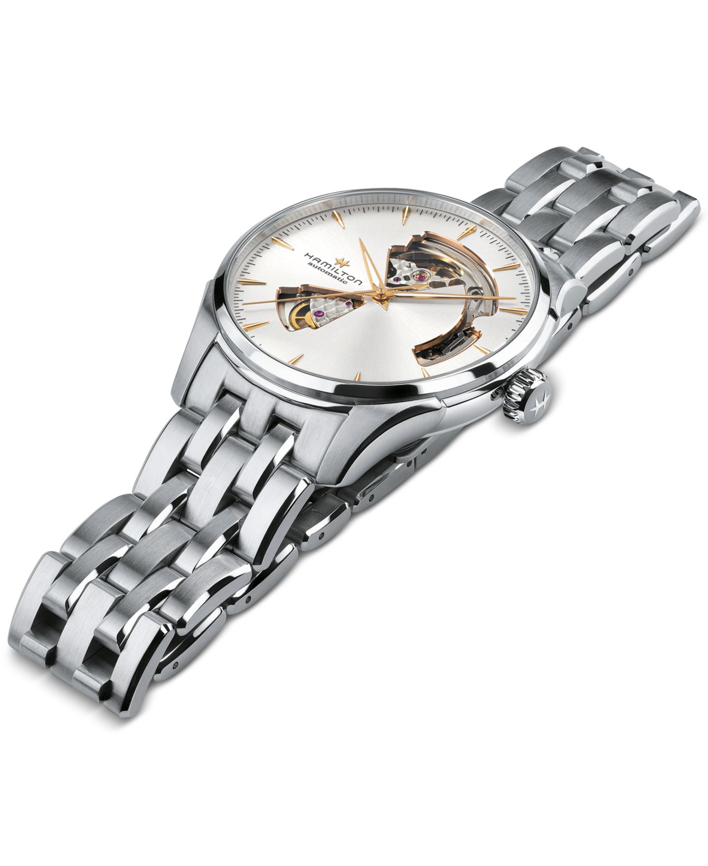 Мужские часы Hamilton Swiss Automatic Jazzmaster Open Heart на стальном браслете, 40 мм — фото 2