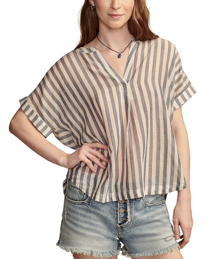 Women's Cotton Striped High Waist Summer Skirt Apricot Motif Breathable Cotton Blend Flattering Fit For Women main image 1