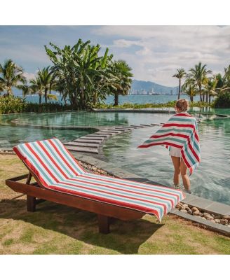 Cabo Cabana Chaise Lounge Chair Covers (2 Pack), Striped Color Options, Soft Cotton, 30x85 in. with 8" Fitted Pocked for Beach Chair