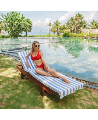 Cabo Cabana Chaise Lounge Chair Covers (2 Pack), Striped Color Options, Soft Cotton, 30x85 in. with 8" Fitted Pocked for Beach Chair