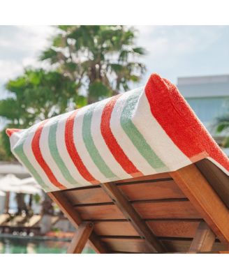 Cabo Cabana Chaise Lounge Chair Covers (2 Pack), Striped Color Options, Soft Cotton, 30x85 in. with 8" Fitted Pocked for Beach Chair