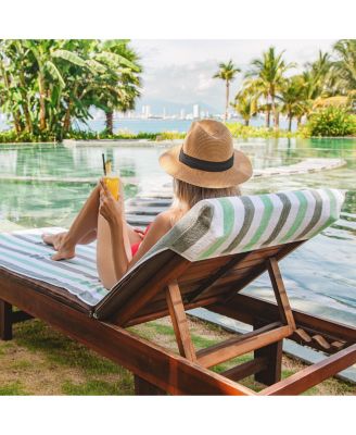 Cabo Cabana Chaise Lounge Chair Covers (2 Pack), Striped Color Options, Soft Cotton, 30x85 in. with 8" Fitted Pocked for Beach Chair