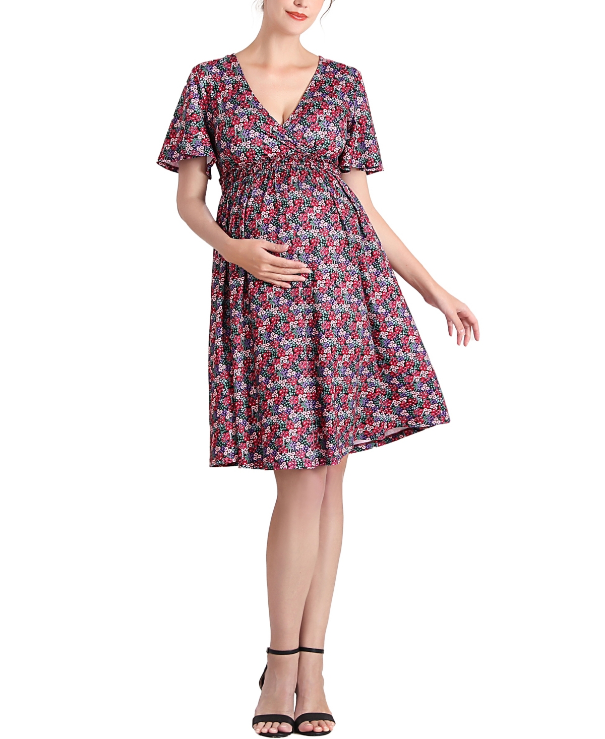 Maternity Evin V-Neck Nursing Dress - Multicolored