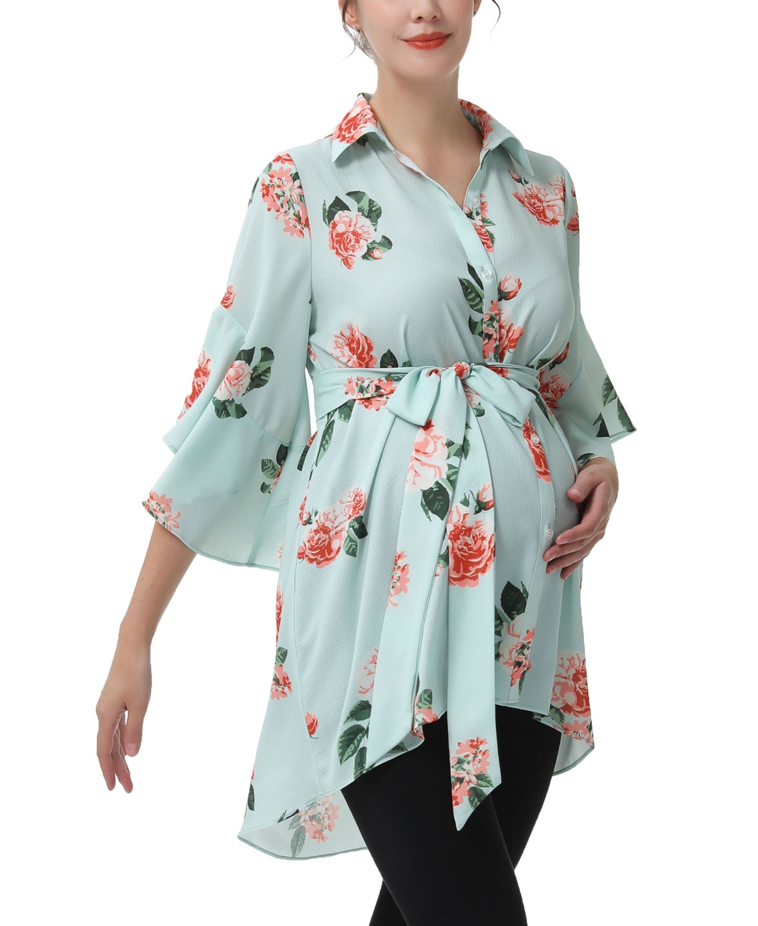 Maternity Belted Nursing Shirt