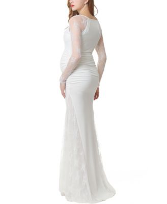 knee length dresses for ladies Long Maternity Dresses Stretch Satin Mermaid Baby Shower Dress – MyChicDress