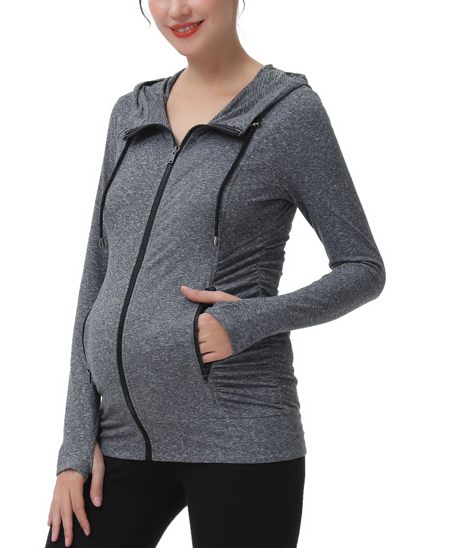 Maternity Essential Ruched Hooded Active Jacket