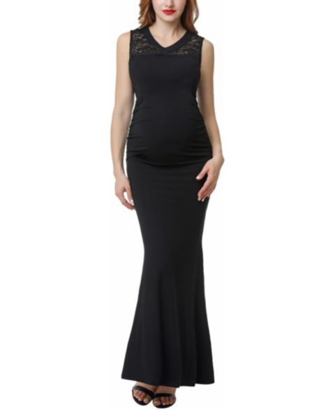 Женское платье kimi + kai V-Neck Lace Trim Mermaid Maxi, цвет: Чёрный