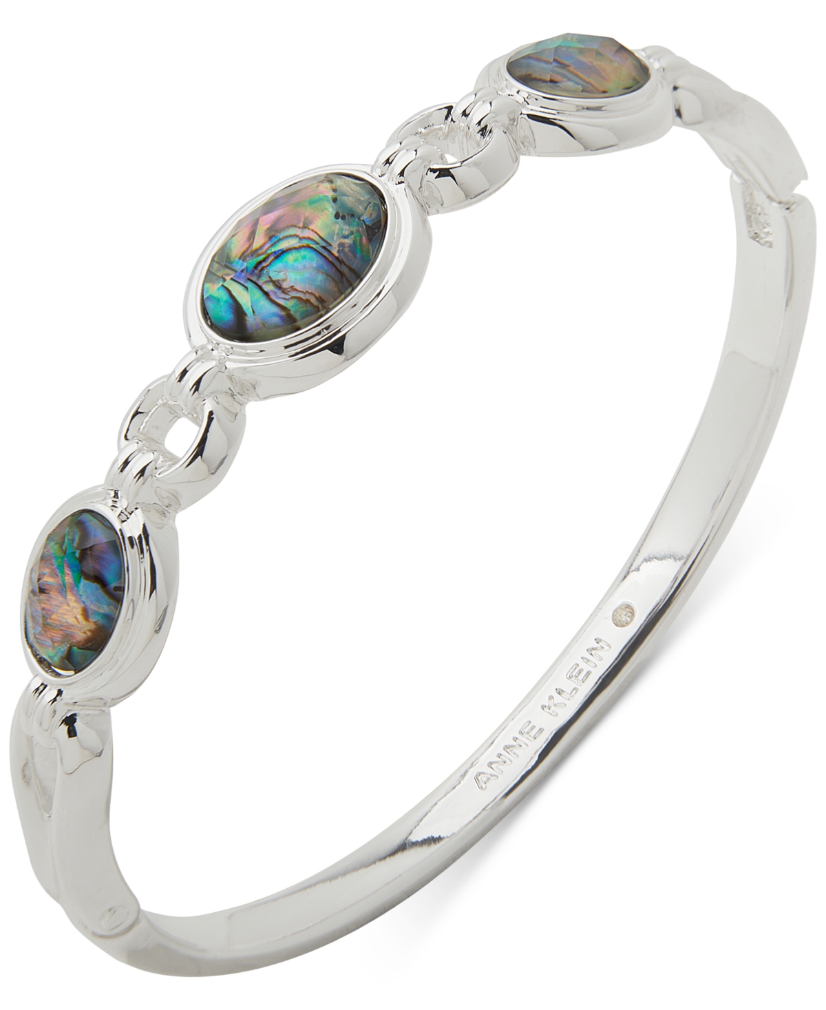Shop Anne Klein Silver-tone Blue Abalone Stone Hinge Bracelet