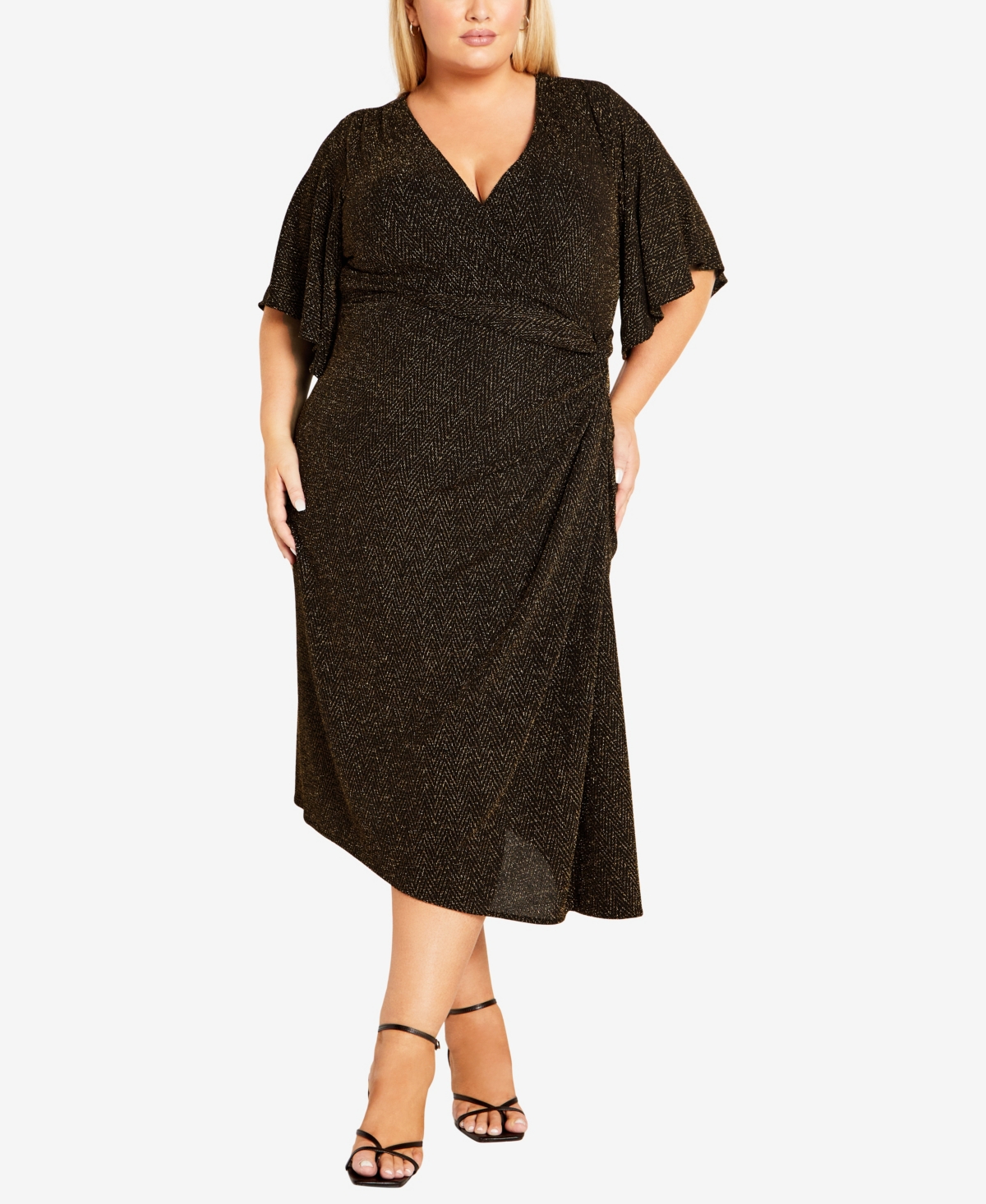 Shop Avenue Plus Size Viva Glam Wrap Midi Dress In Bronze