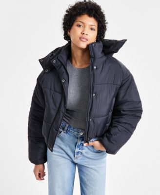 Juniors puffer jacket with hood on sale