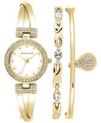 Anne Klein - Women's Gold-Tone Bracelet Watch Set 24mm AK/1868GBST