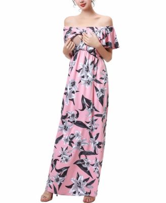 Maternity Floral Print Nursing Maxi Dress
