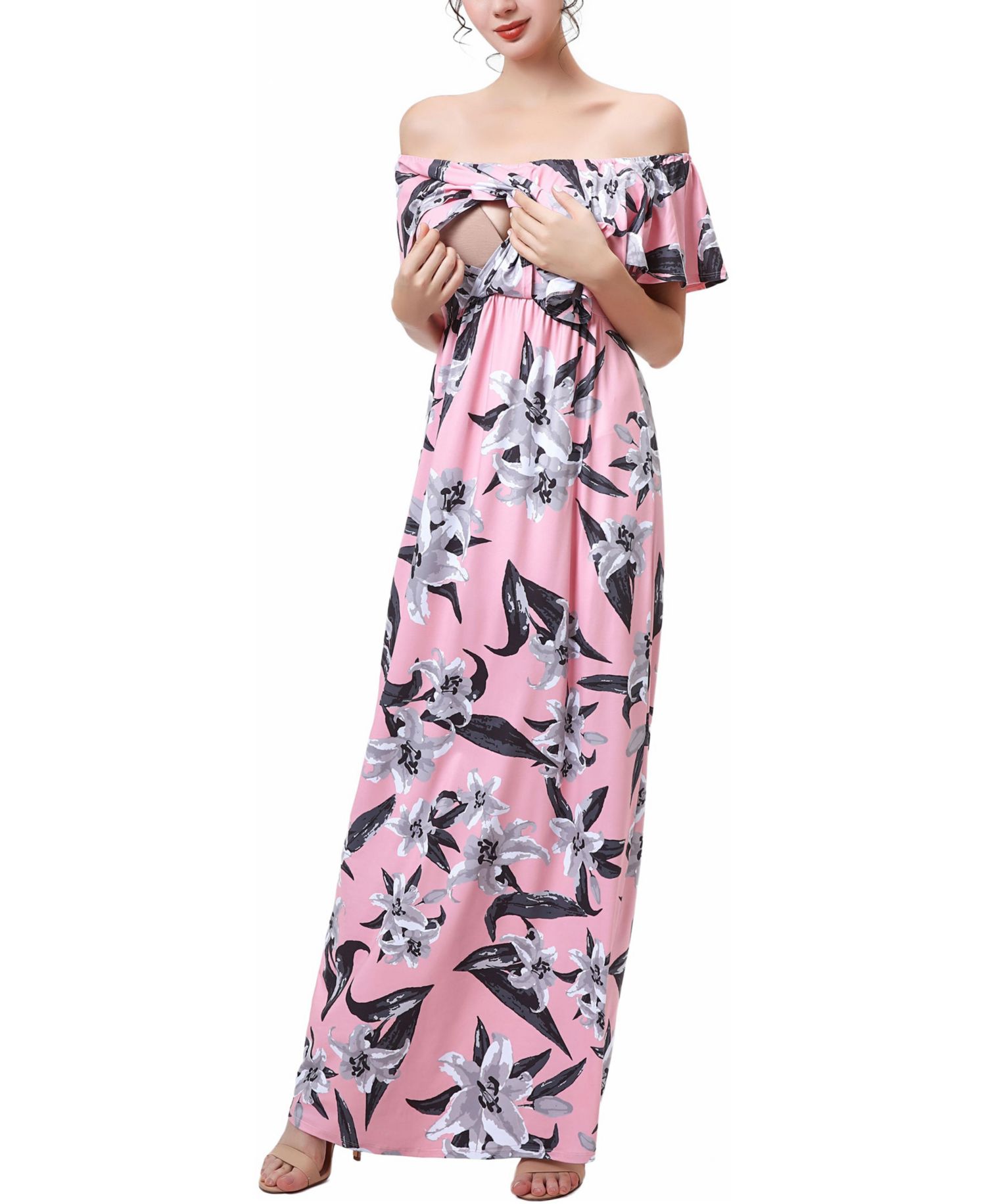 Women's Floral Print Nursing Maxi Dress