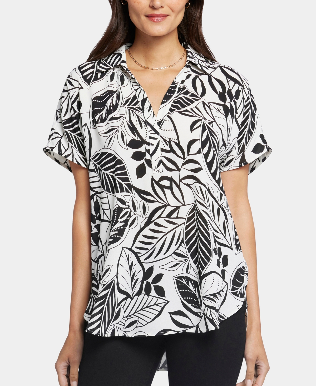 Nydj's Short Sleeve Becky Blouse Top - Gerania