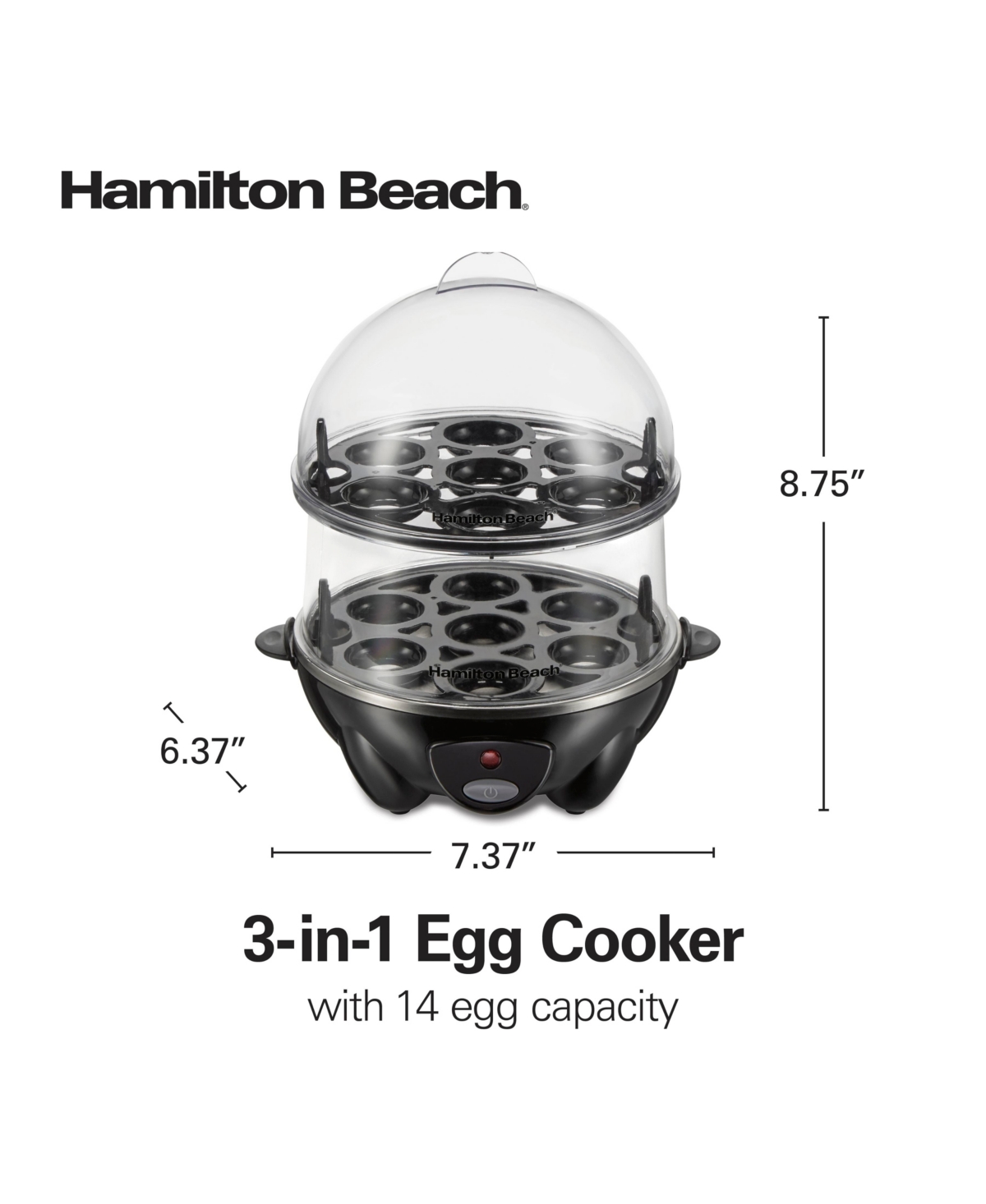 Hamilton Beach 3-in-1 Egg Cooker With 14 Egg Capacity In Black