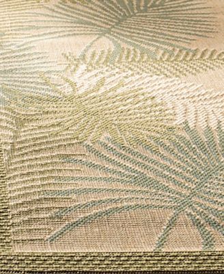 Courtyard CY7945 Cream and Green 5'3" x 7'7" Sisal Weave Outdoor Area Rug