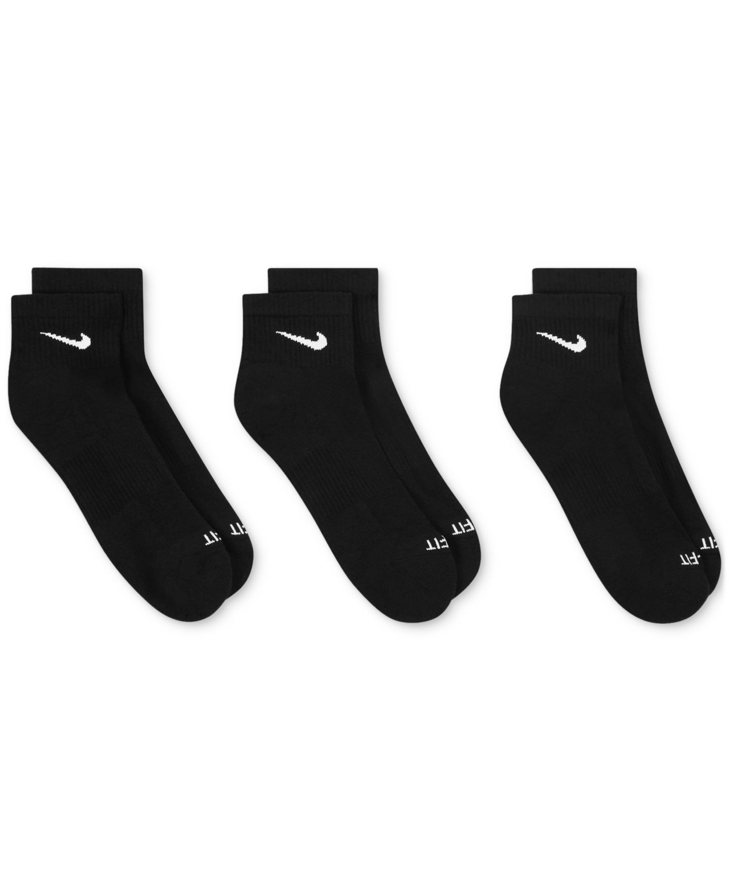 Носки Nike Dri-FIT Cushion унисекс, укороченные, набор из 3 пар, цвет: Чёрный / Белый — фото 5