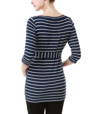 Maternity Striped Boat Neck Top