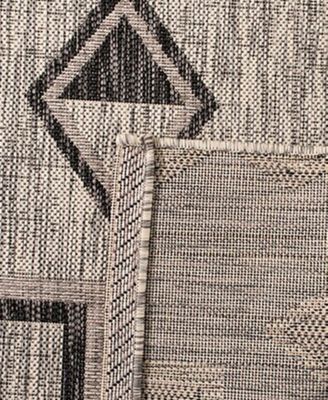 Courtyard CY8533 Gray and Black 8' x 11' Outdoor Area Rug