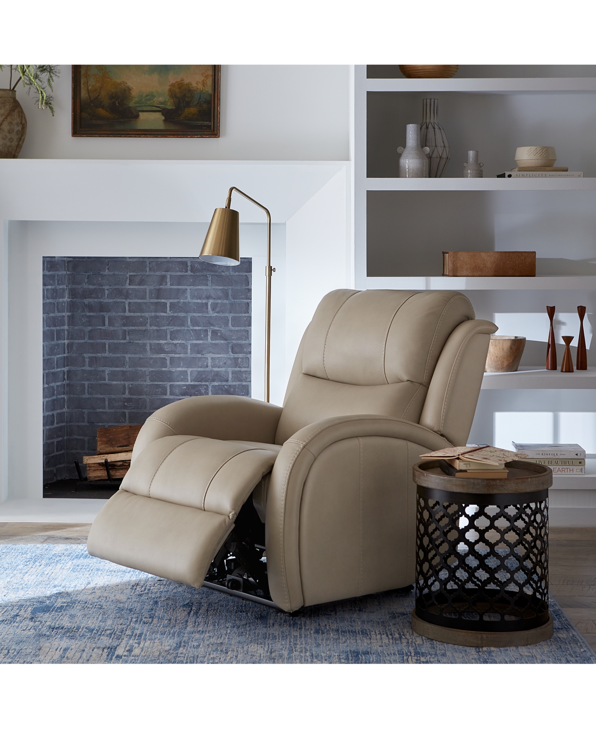 MACY'S KELLET 33" LEATHER POWER RECLINER, CREATED FOR MACY'S 
