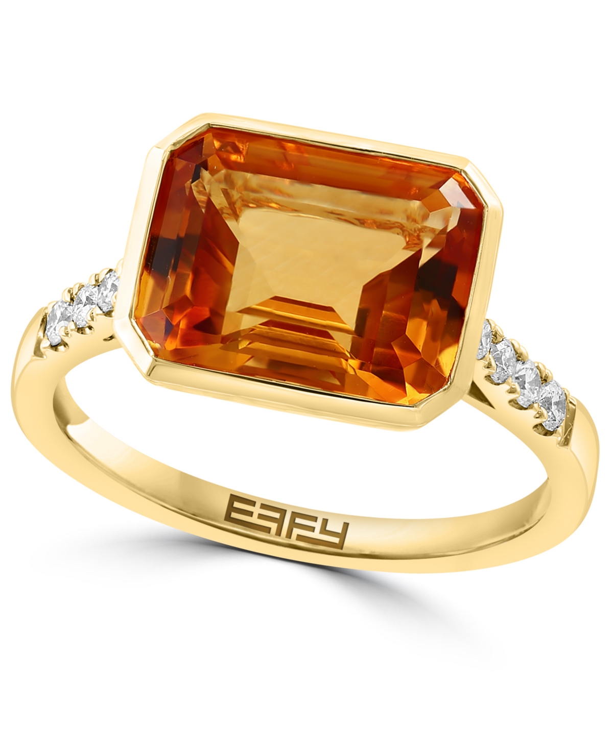 Effy Collection Effy Citrine (4-1/3 Ct. T.w.) & Diamond (1/6 Ct. T.w.) Statement Ring In 14k Gold In Yellow Gol