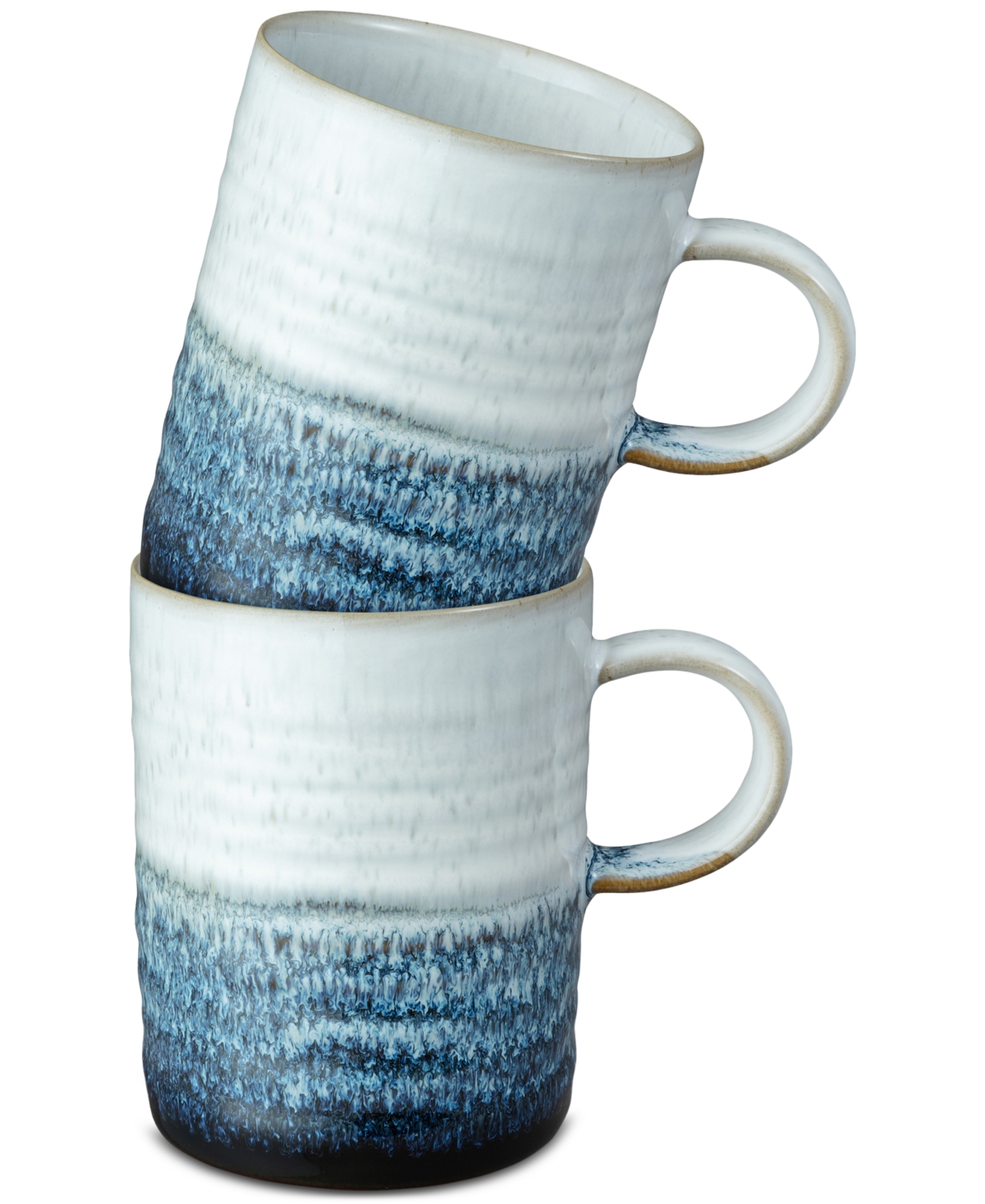 Kiln Collection Ridged Stoneware Mugs, Set of 2 - Blue