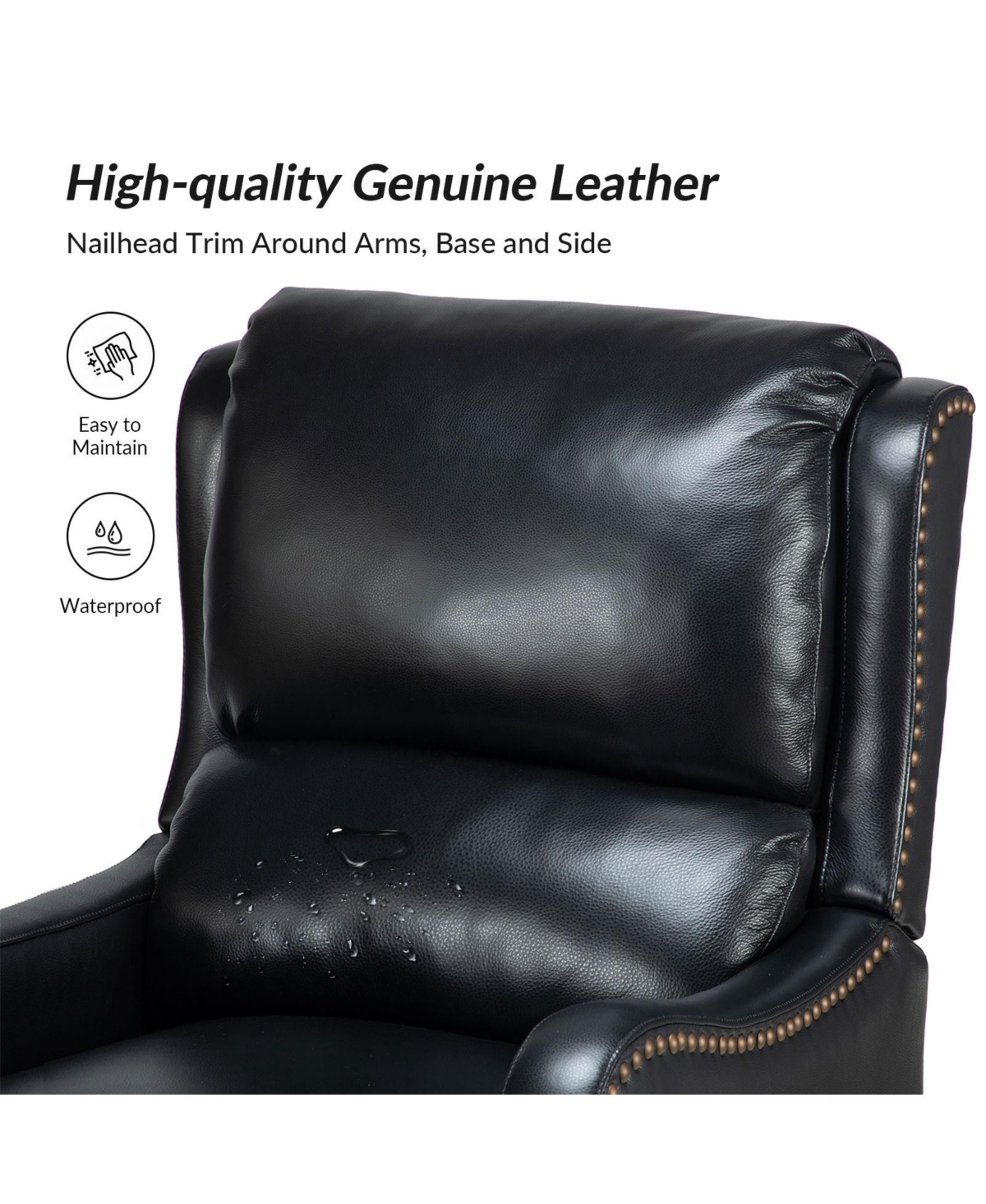 Leather Pushback Recliner chair with Adjustable Backrest for Livingroom
