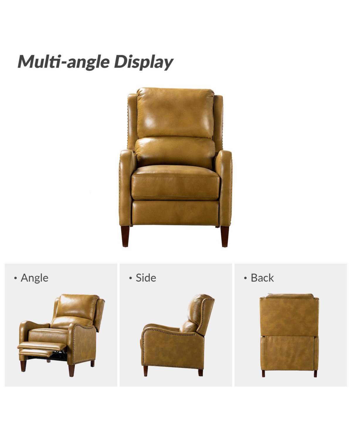 Hulala Home Leather Pushback Recliner chair with Adjustable Backrest for Livingroom