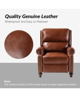 Franco Traditional Genuine Leather Manual Recliner
