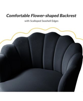 Modern Velvet Barrel Chair with Channel Tufted Back