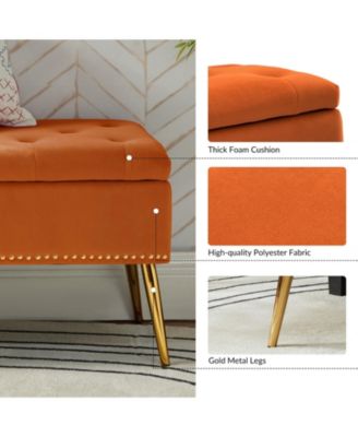 Kajana Transitional Velvet Upholstered Flip Top Storage Bench