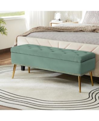 Kajana Transitional Velvet Upholstered Flip Top Storage Bench