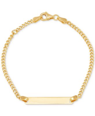 Italian Gold - Children's ID Plate Curb Link Bracelet in 14k Gold