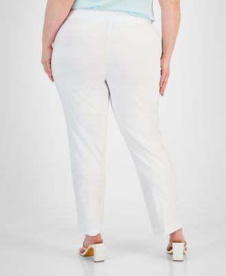 Plus & Petite Plus Size Tummy Control Pull-On Slim-Leg Pants, Exclusively at Macy's