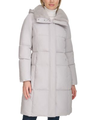 Cole Haan Women s Shine Faux Fur Collar Hooded Puffer Coat Macy s