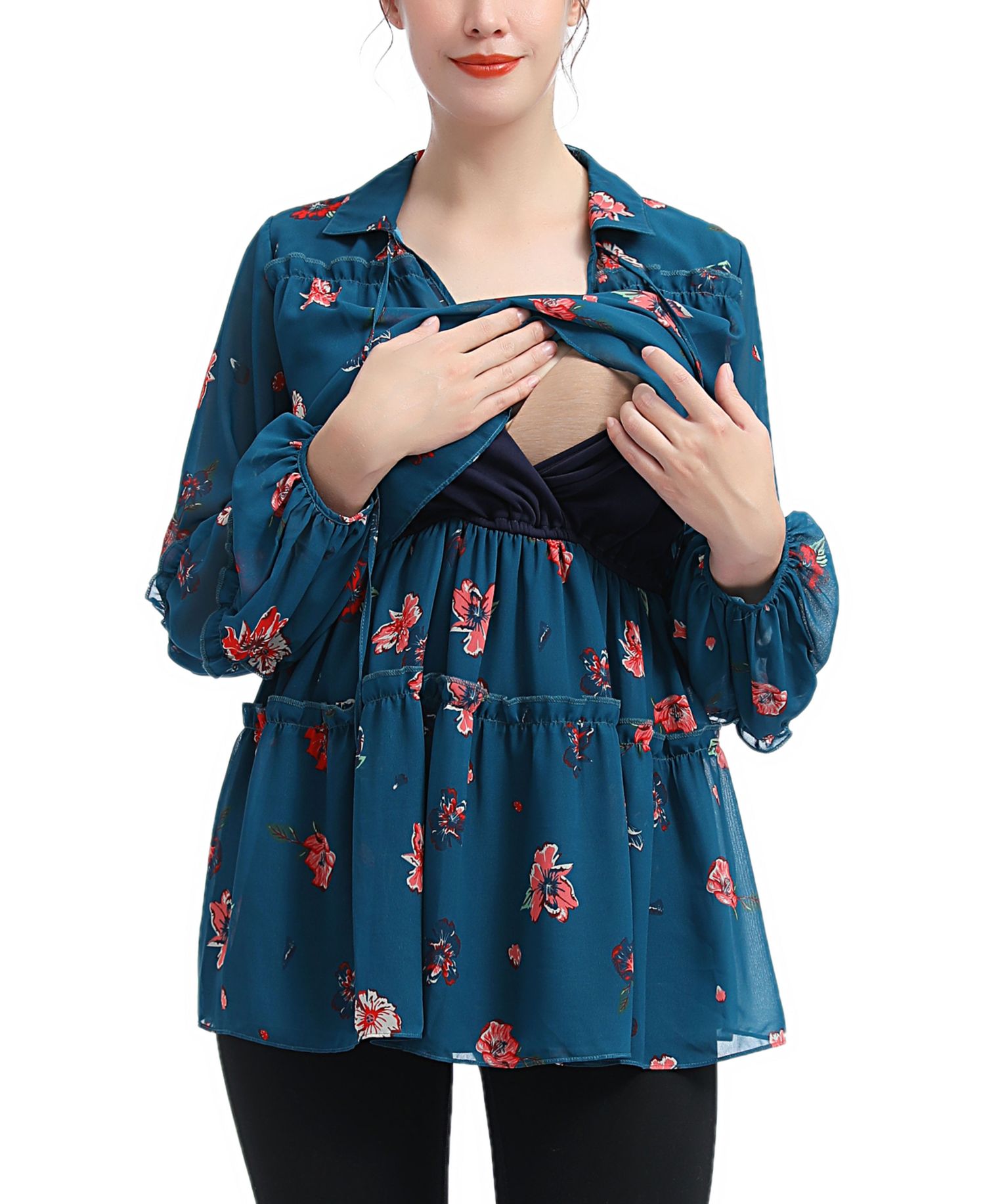 Women's Floral Print Nursing Blouse