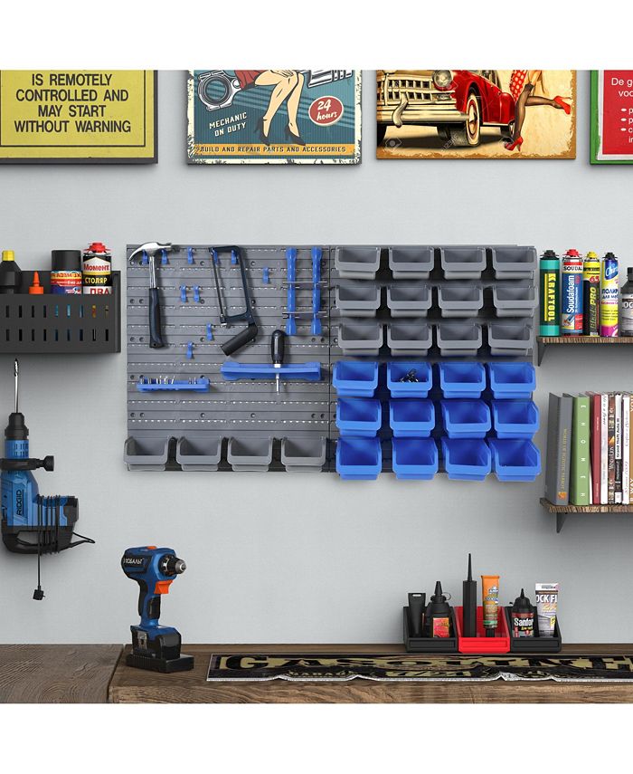 Curated visual reference: Durhand 44 Pc Wall Mounted Pegboard Tool Organizer Rack Kit Photo Inspiration