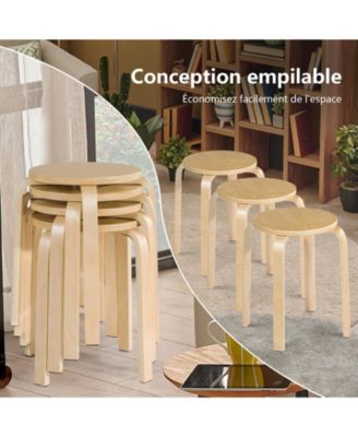 18 Inch Stackable Bentwood Dining Chairs with Round Top - Set of 4