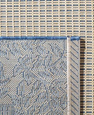 Courtyard CY0727 Natural and Blue 8' x 11' Outdoor Area Rug