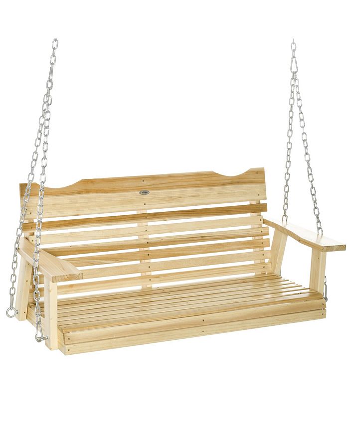 Outsunny 2-Seater Hanging Porch Swing Outdoor Swing Bench with Armrests ...