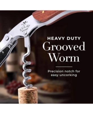 Double Hinged Corkscrew Wine Opener with Foil Cutter & Cap Remover