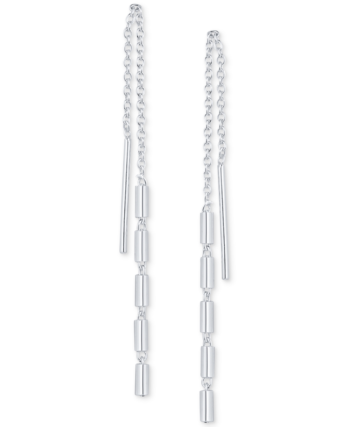 Shop Giani Bernini Polished Cylinder Threader Earrings In Sterling Silver, Created By Macy's In Gold Over Silver
